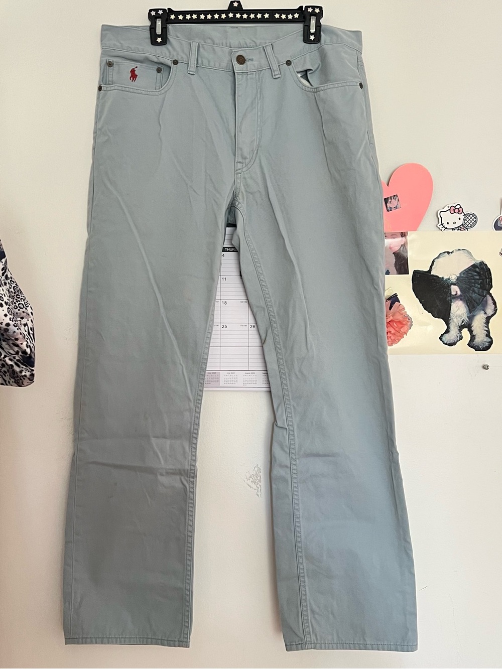 Polo by Ralph Lauren Men’s Light Blue Chino Pants with Red Polo Logo